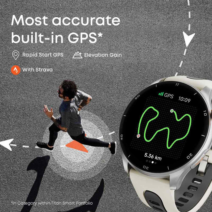 Titan Celestor Advanced GPS & Barometer 3.6 CM AMOLED Display with AOD, Pizoelectric Functional Crown Aurora Blue 90206AP02