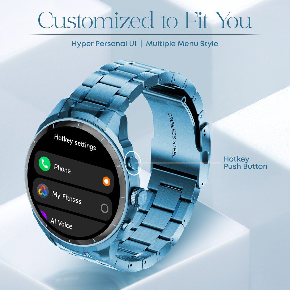 Titan Heritage Premium Smartwatch with All SS Design, 3.6 CM AMOLED Display, BT Calling, Advanced Chipset, Titan Health 90207KM01