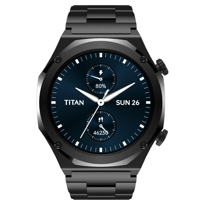 Titan Maestro Premium Metal Smartwatch with All SS construction, SingleSync BT Calling, Functional Crown 90208NM01