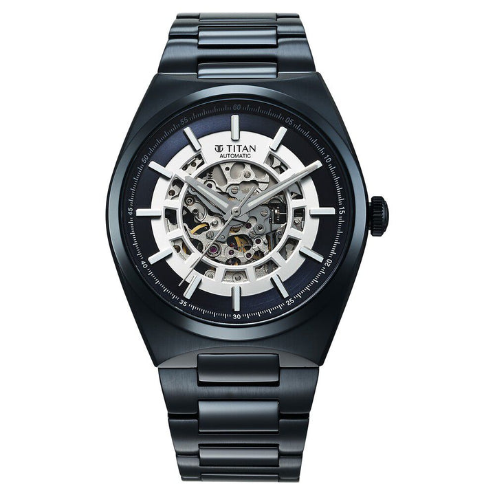 Titan Nexus Skeletal Automatic Analog with Blue Dial Blue Stainless Steel Strap Watch for Men-90221QM03
