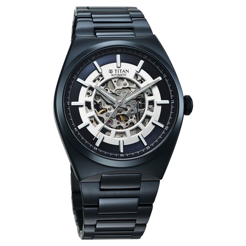 Titan Nexus Skeletal Automatic Analog with Blue Dial Blue Stainless Steel Strap Watch for Men-90221QM03