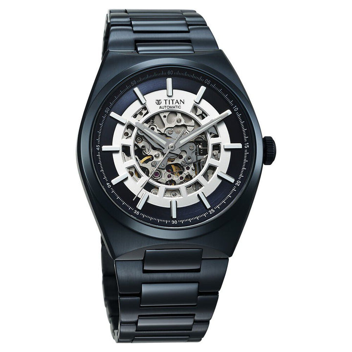 Titan Nexus Skeletal Automatic Analog with Blue Dial Blue Stainless Steel Strap Watch for Men-90221QM03