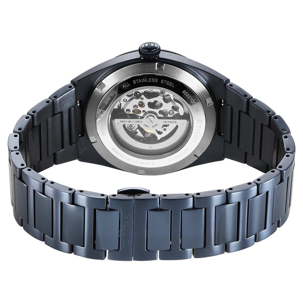Titan Nexus Skeletal Automatic Analog with Blue Dial Blue Stainless Steel Strap Watch for Men-90221QM03