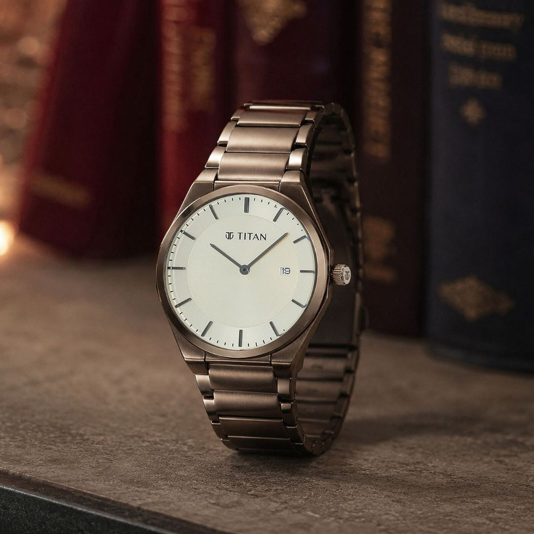 Titan Classique Slim Wear 90257QM03 Champagne Dial Men&
