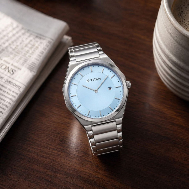 Titan Classique Slim Wear 90257SM01 Blue Dial Men&