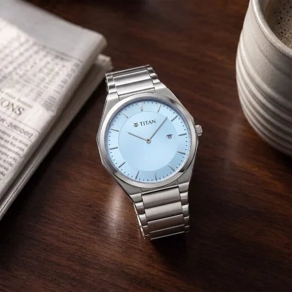 Titan Classique Slim Wear 90257SM01 Blue Dial Men&