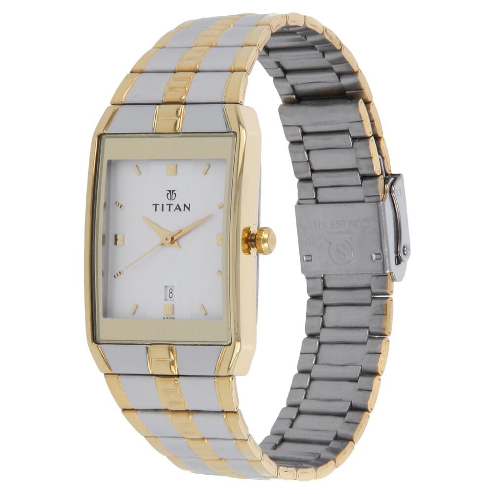 Titan Quartz Analog with Date Silver Dial Stainless Steel Strap Watch for Men NS9151BM01