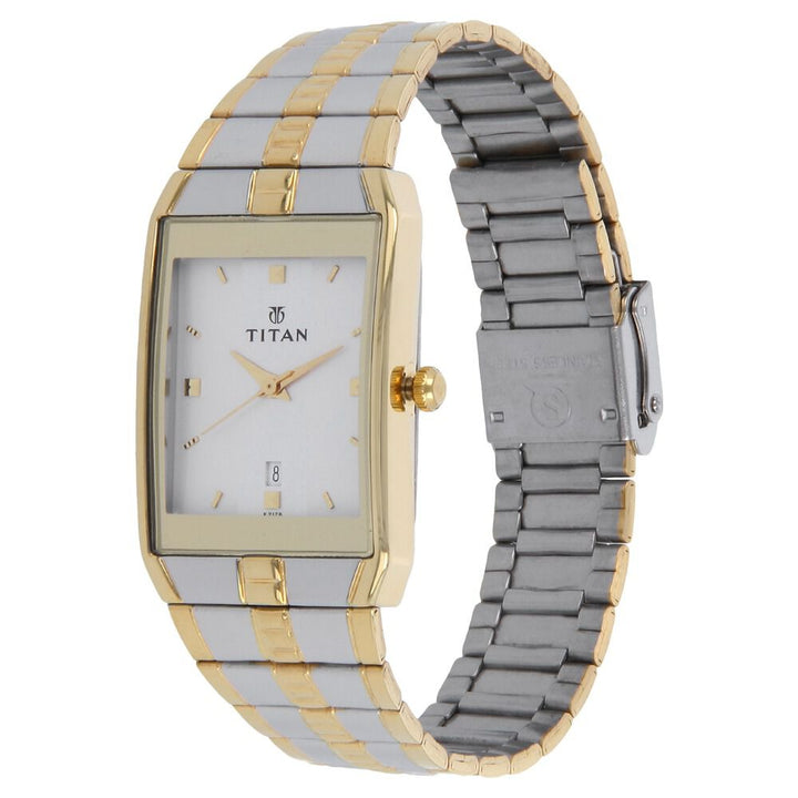 Titan Quartz Analog with Date Silver Dial Stainless Steel Strap Watch for Men - The Watch Factory ®