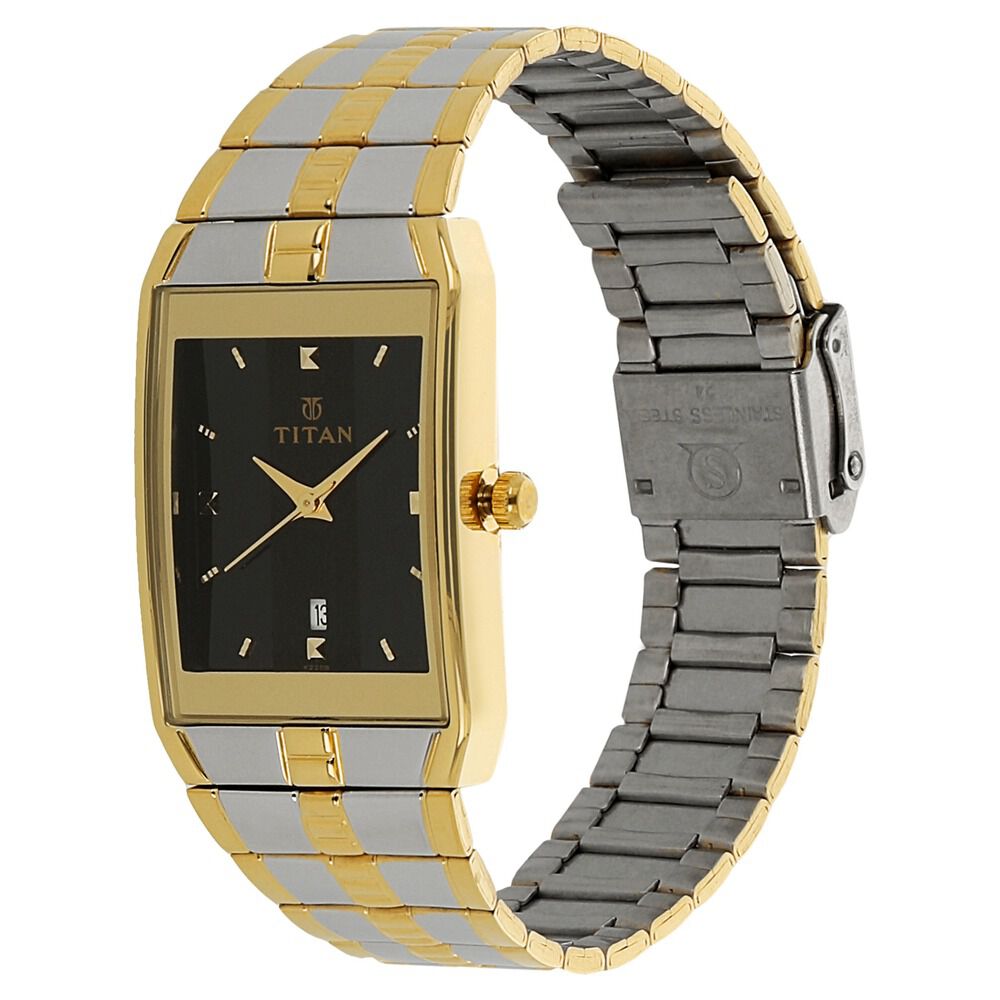Titan Quartz Analog with Date Black Dial Stainless Steel Strap Watch for Men - The Watch Factory ®