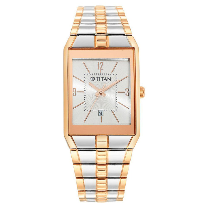 Titan Quartz Analog Silver Dial Stainless Steel Strap Watch for Men-NS9151KM01