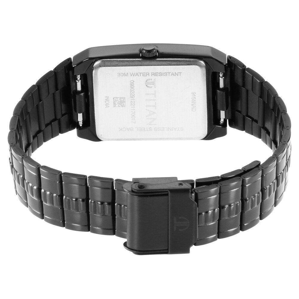Titan Quartz Analog Black Dial Stainless Steel Strap Watch for Men NS9151NM01