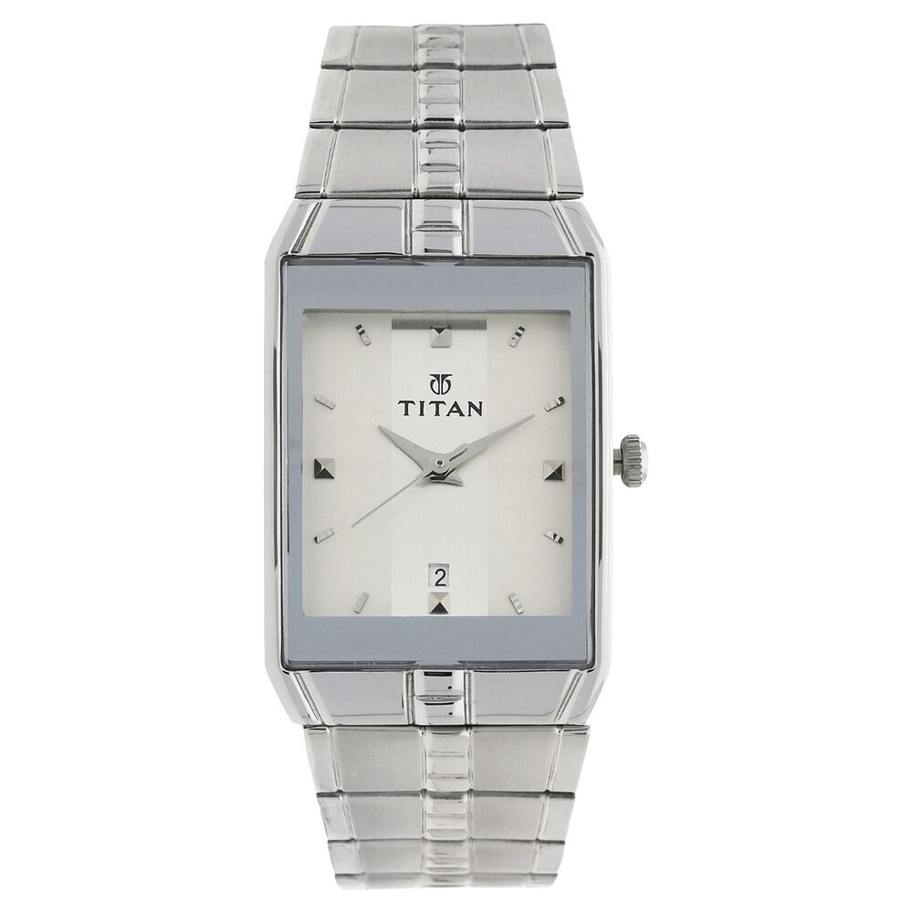 Titan Quartz Analog with Date White Dial Stainless Steel Strap Watch for Men - The Watch Factory ®