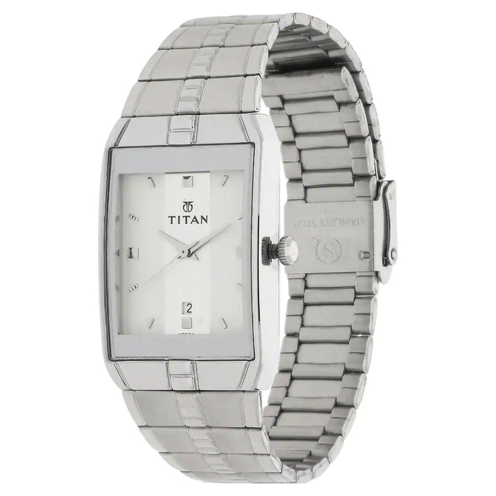 Titan White Dial Silver Stainless Steel Strap Watch NM9151SM01 (K222A)