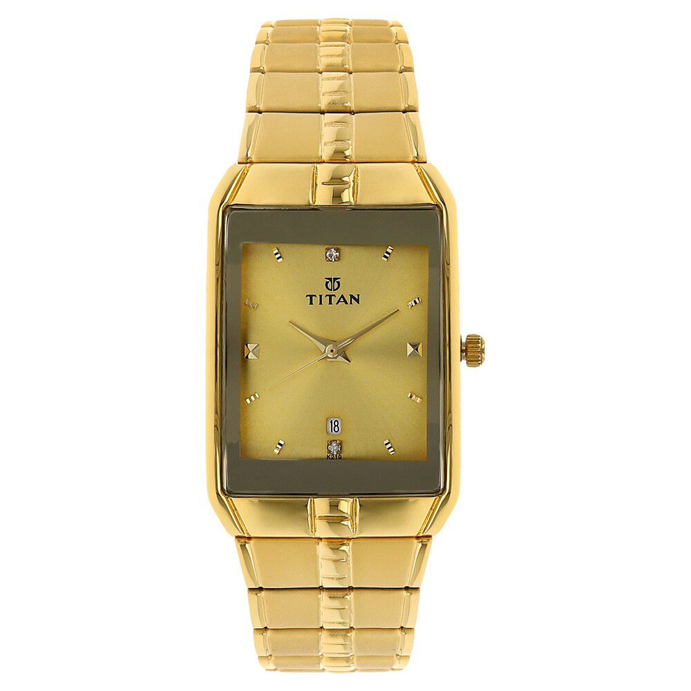 Titan Golden Dial Analog with DateMetal Strap watch for Men - The Watch Factory ®