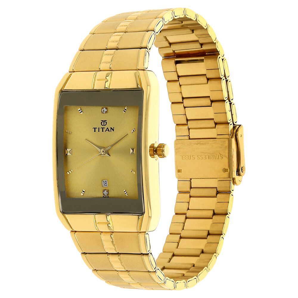 Titan Golden Dial Analog with DateMetal Strap watch for Men - The Watch Factory ®
