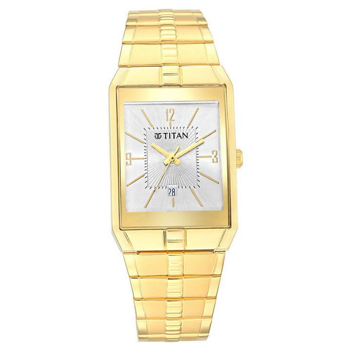 Titan Quartz Analog with Date White Dial Metal Strap Watch for Men - The Watch Factory ®