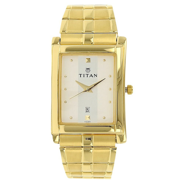 Titan Analog with Date White Dial Quartz Stainless Steel Strap watch for Men-NP9154YM01