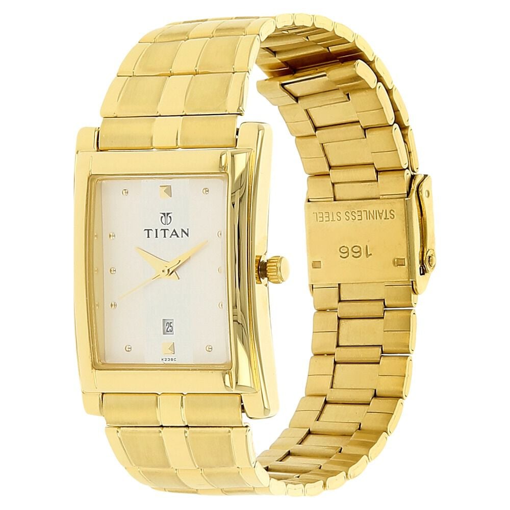 Titan Analog with Date White Dial Quartz Stainless Steel Strap watch for Men-NP9154YM01