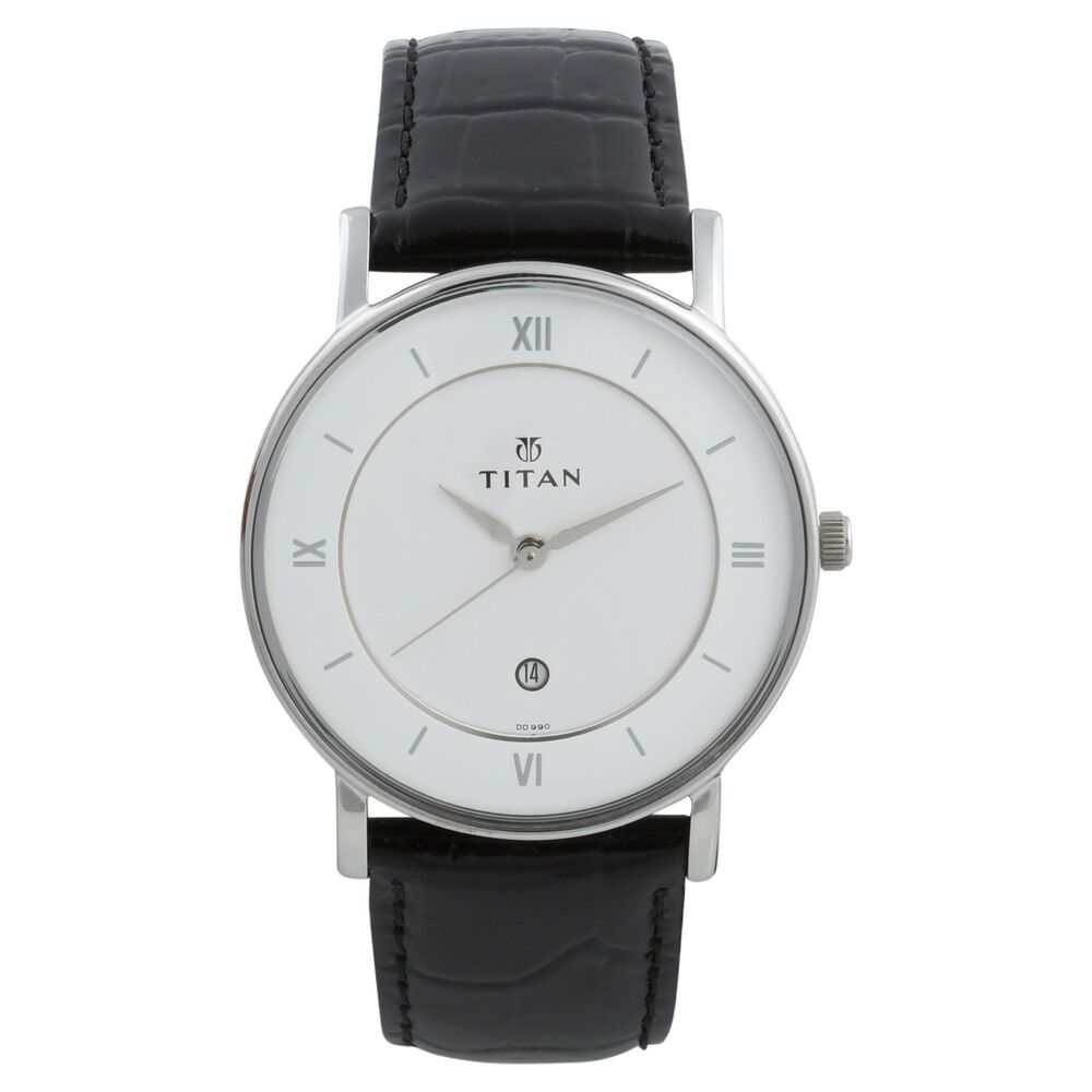 Titan Classic White Dial Analog with Date Leather Strap watch for Men - The Watch Factory ®