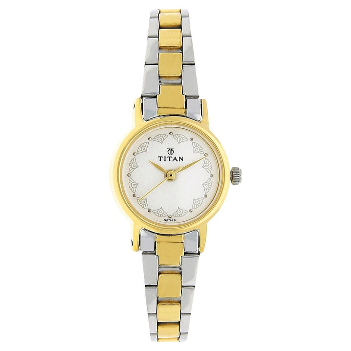 Titan Quartz Analog White Dial Stainless Steel Strap Watch for Women NS917BM01