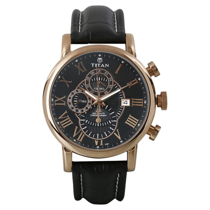 Titan Quartz Chronograph Black Dial Watch for Men-NC9234WL01E