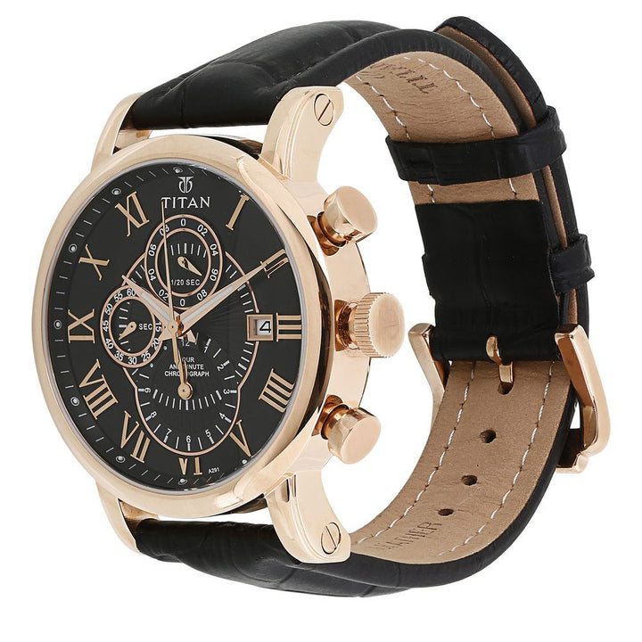 Titan Quartz Chronograph Black Dial Watch for Men-NC9234WL01E