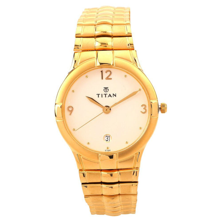 Titan Quartz Analog with Date White Dial Metal Strap Watch for Men-NF9260YM01A