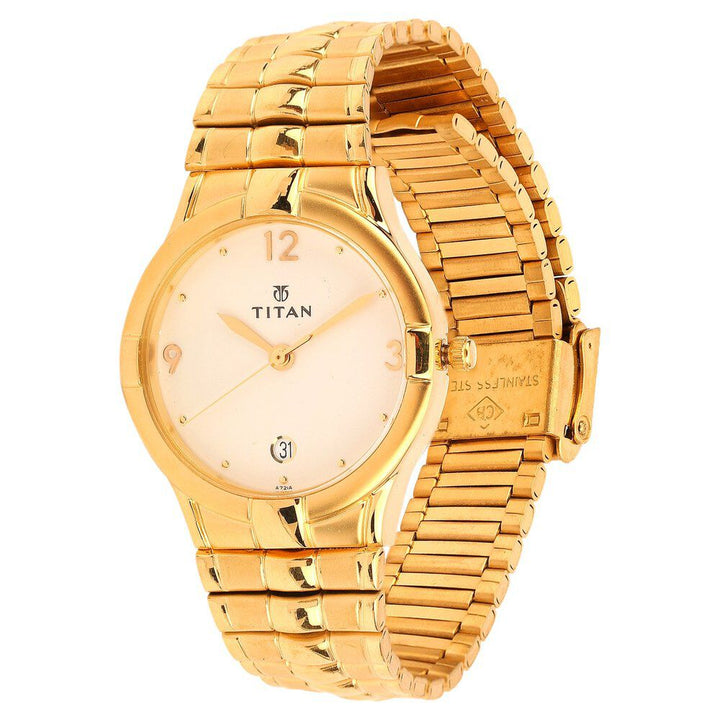 Titan Quartz Analog with Date White Dial Metal Strap Watch for Men-NF9260YM01A
