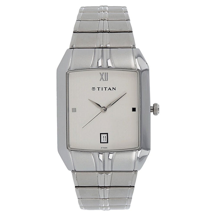 Titan Analog with Date White Dial Metal Strap watch for Men NS9264SM01