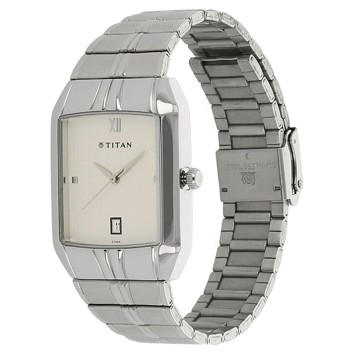 Titan Analog with Date White Dial Metal Strap watch for Men NS9264SM01