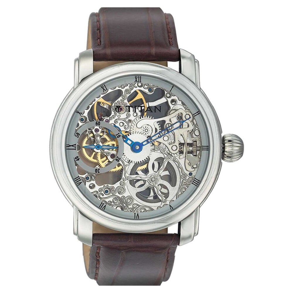 Titan Mechanical Hand Wound Transparent Dial Watch for Men-ND9277SL01J