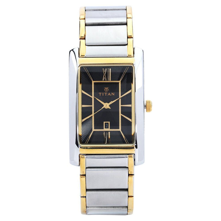 Titan Quartz Analog with Date Black Dial Stainless Steel Strap Watch for Men-NF9280BM02