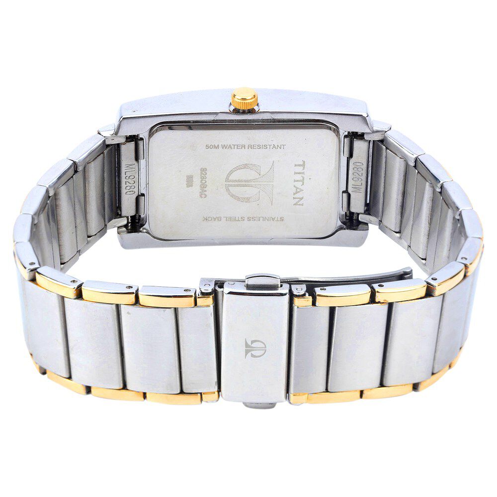 Titan Quartz Analog with Date Black Dial Stainless Steel Strap Watch for Men-NF9280BM02