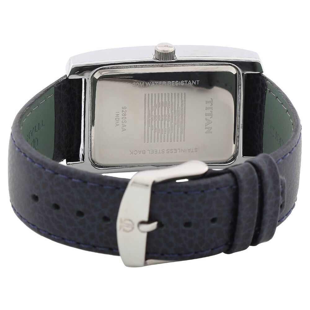 Titan Analog with Date Blue Dial Leather Strap Watch for Men-NE9280SL03A