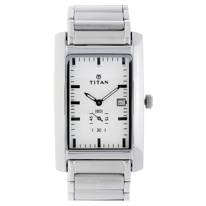 Titan Silver Dial Analog with Date Stainless Steel Strap watch for Men-NJ9280SM01A