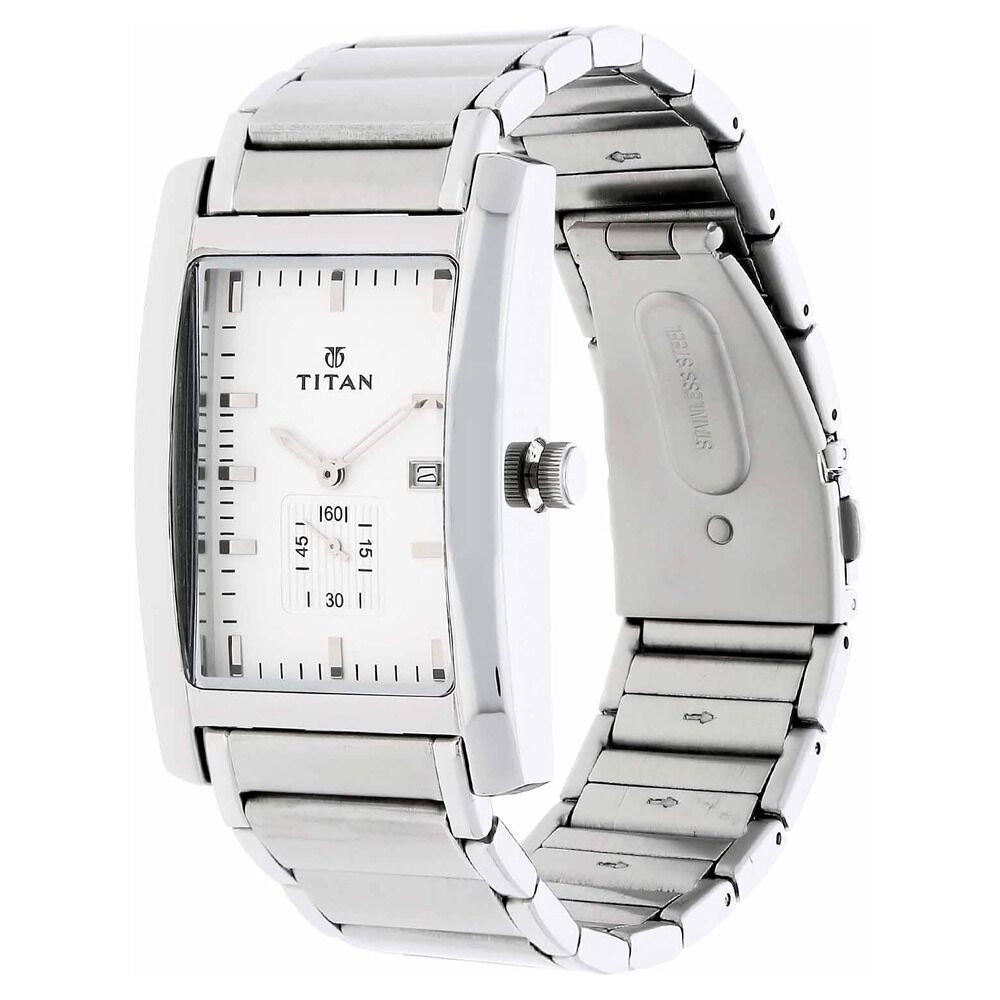 Titan Silver Dial Analog with Date Stainless Steel Strap watch for Men-NJ9280SM01A