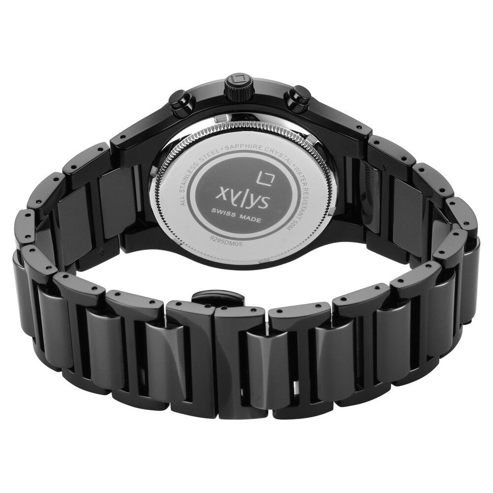 Xylys Swiss Chronograph Stainless Steel And Ceramic Strap Black Dial Watch For Men NS9295DM05