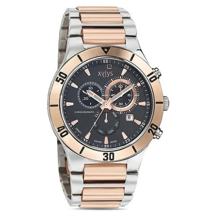 Xylys Swiss Chronograph Stainless Steel Black Dial Watch for Men NS9295KM02