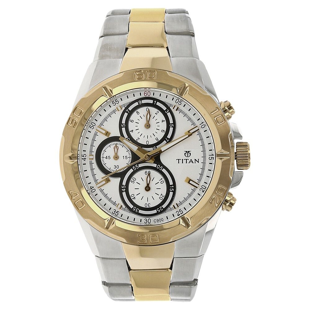 Titan Chronograph White Dial Stainless Steel Strap watch for Men - The Watch Factory ®
