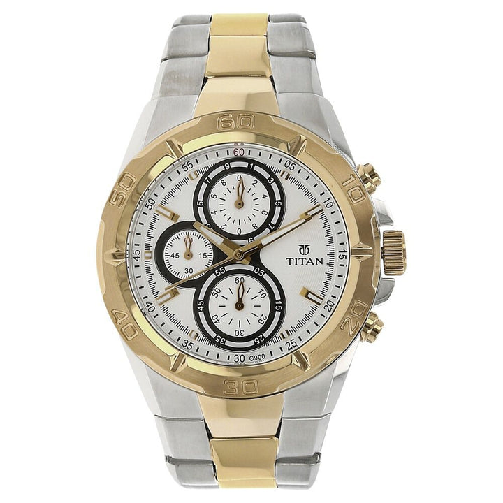 Titan Chronograph White Dial Stainless Steel Strap watch for Men NS9308BM01