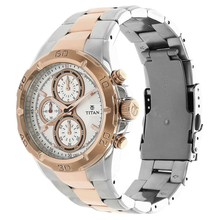 Titan Regallia Rose Gold Chronograph Stainless Steel Strap Watch for Men NS9308KM01