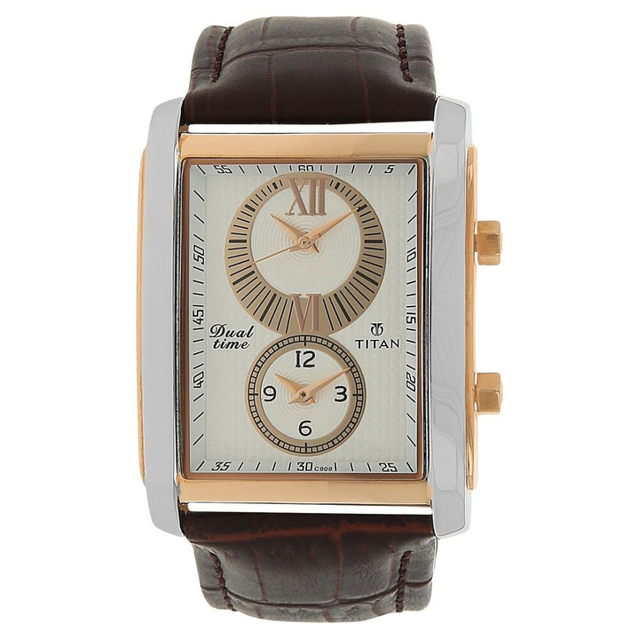 Titan Orion White Dial Analog Metal Strap Watch for Men-NL9309KL01