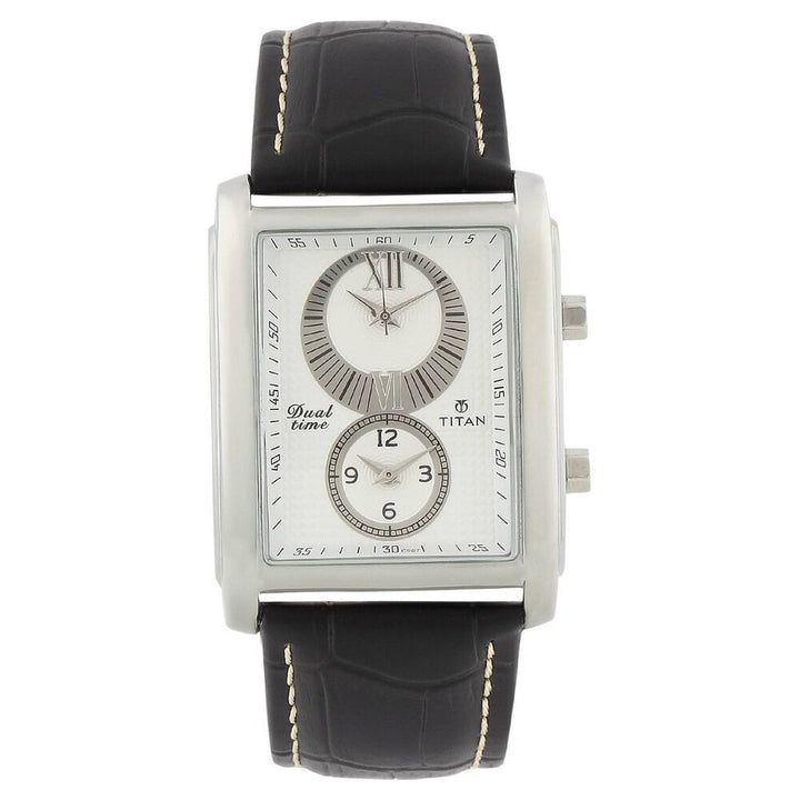 Titan Octane White Dial Analog Leather Strap watch for Men-NC9309SL01J