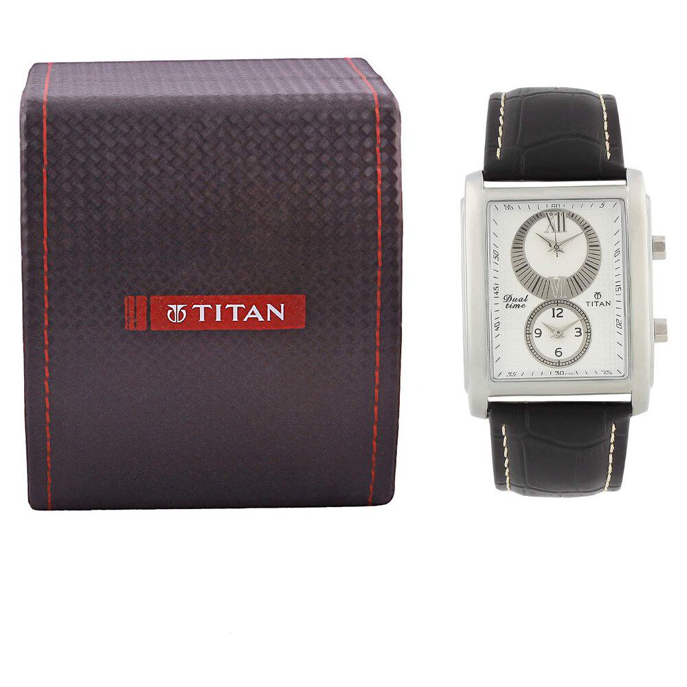 Titan Octane White Dial Analog Leather Strap watch for Men-NC9309SL01J