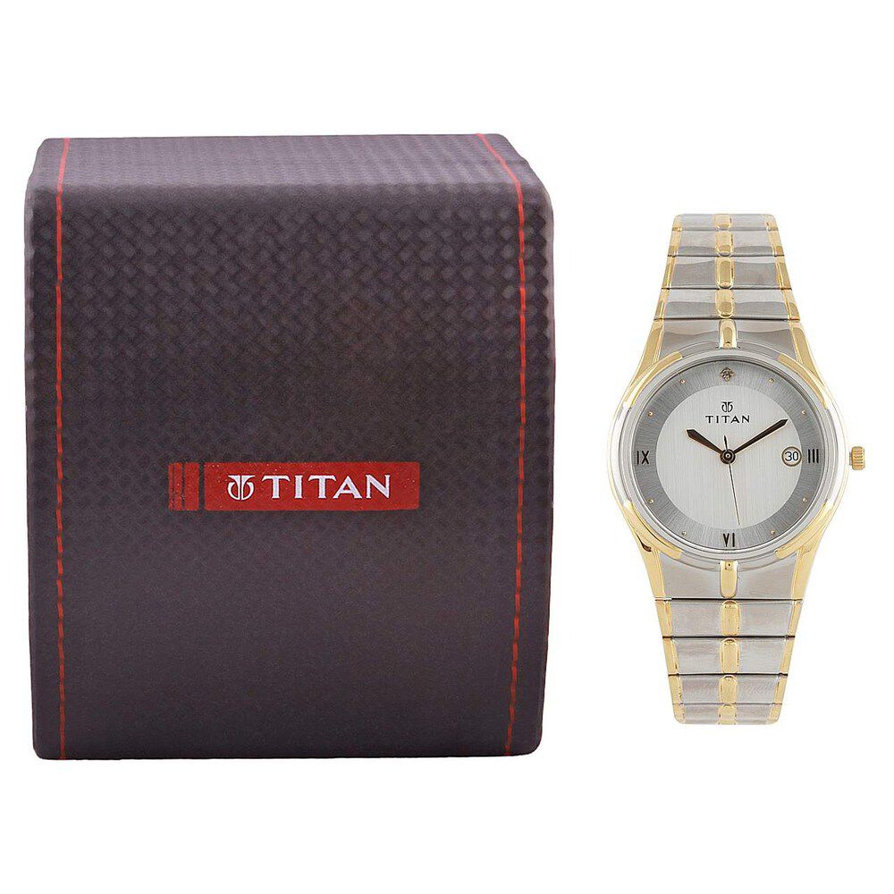Titan Quartz Analog with Date Silver Dial Watch for Men-NE9314BM01A
