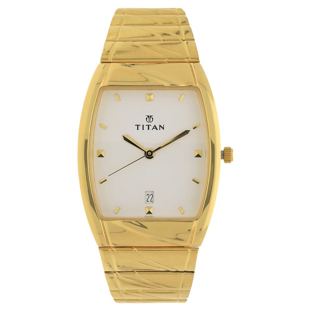 Titan Quartz Analog with Date White Dial Stainless Steel Strap Watch for Men - The Watch Factory ®