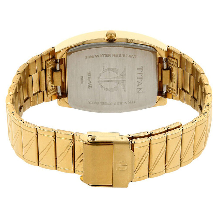 Titan Rectangle Champagne Dial Analog with Date Stainless Steel Strap watch for Men NS9315YM02