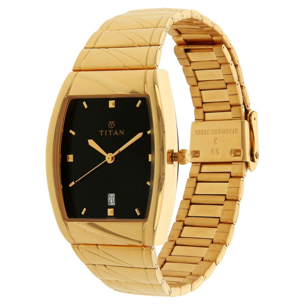 Titan Quartz Analog with Date Black Dial Stainless Steel Strap Watch for Men-NL9315YM03