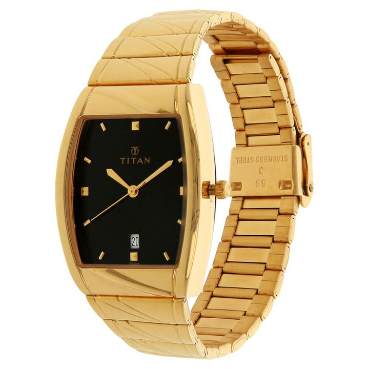 Titan Quartz Analog with Date Black Dial Stainless Steel Strap Watch for Men-NL9315YM03