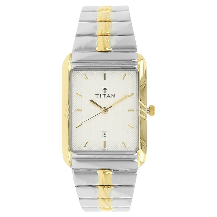 Titan Analog with Date Silver Dial Stainless Steel Strap watch for Men-NK9317BM01